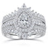 Newshe Full Moissanite Halo Pear Engagement Ring Bridal Set for Women Enhancer Wedding Band Wraps White Gold Plated Jewelry