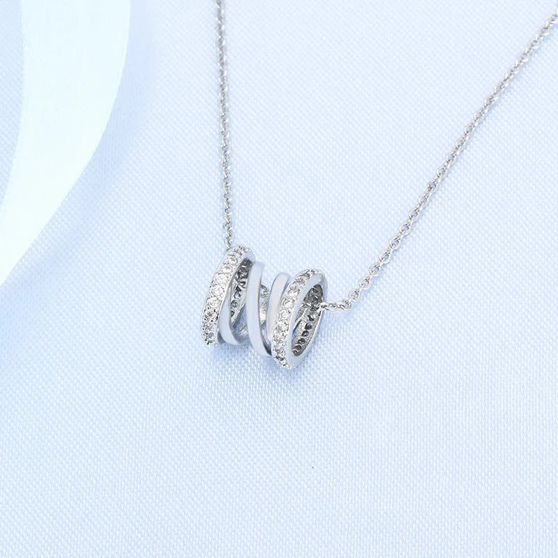 925 Sterling Silver Necklace For Women Round Pendent Sparkling Pave CZ Necklace Fashion Anniversary Birthday Jewelry Gifts