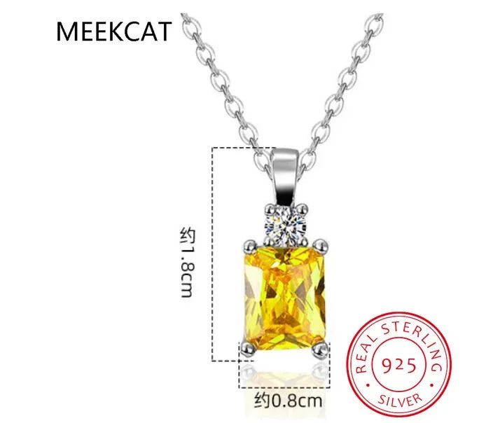 100% 925 Sterling Silver 9*10mm Yellow Ice Cut Topaz High Carbon Diamoind Pendant Necklace For Women Party Fine Jewelry