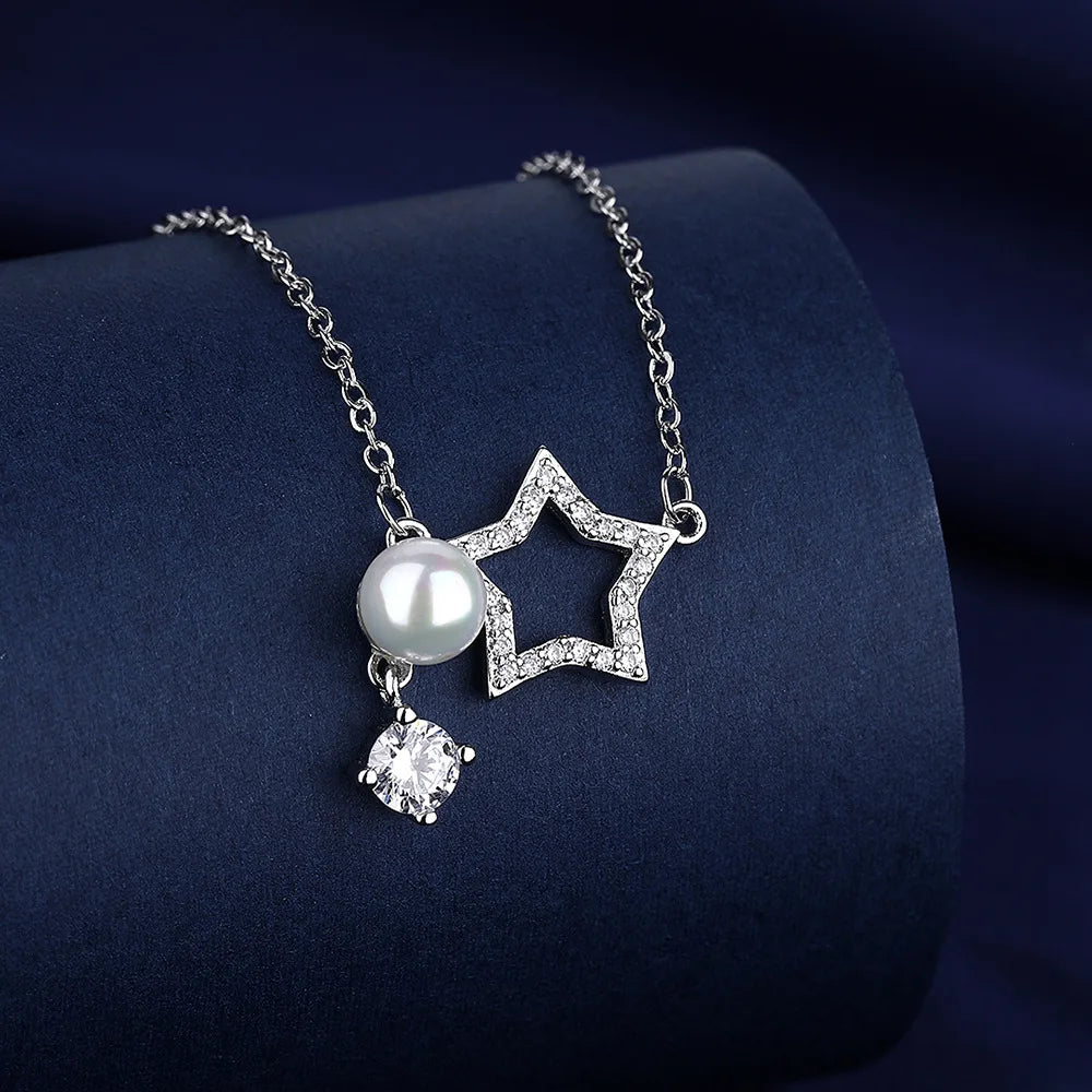 925 Sterling Silver Necklace For Women Round Pendent Sparkling Pave CZ Necklace Fashion Anniversary Birthday Jewelry Gifts N755