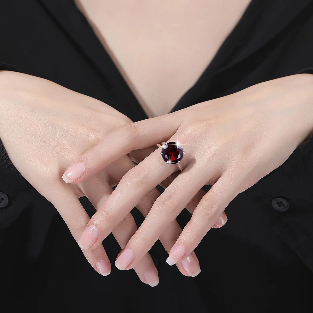 Dark Red Garnet Ring for Women's Silver Rings 925 Genuine Flower Charms Brand Wedding Engagement Jewelry Anniversary Gift