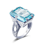925 Sterling Silver ring Amber Square For Women Bridal Wedding Gemstone Rings Enagement Party Fine Jewelry High Quality