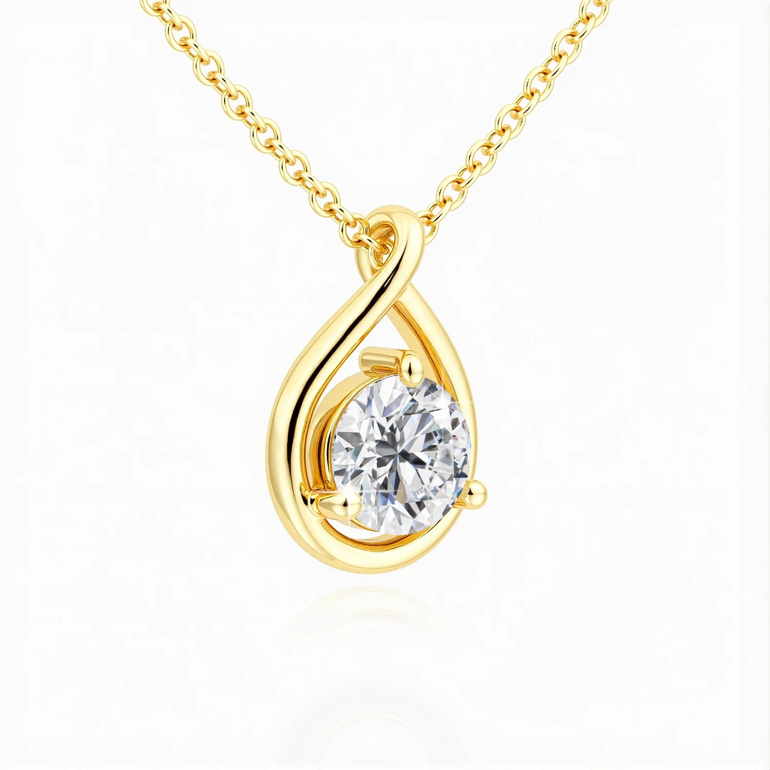 14K Gold Round Cut Moissanite Diamond Necklaces for Women Water Drop Shape Solitaire Pendant Wedding Engagement Simple Jewelry