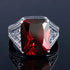 100% 925 Sterling Silver Garnet Mens Rings With Stone 12*16mm Rectangle Big Vintage Byzantine Jewelry Gifts For Men