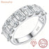 Newshe Certified Moissanite Bands for Women 925 Sterling Silver Half Eternity Emerald Cut Wedding Ring D Color VVS1 Fine Jewelry