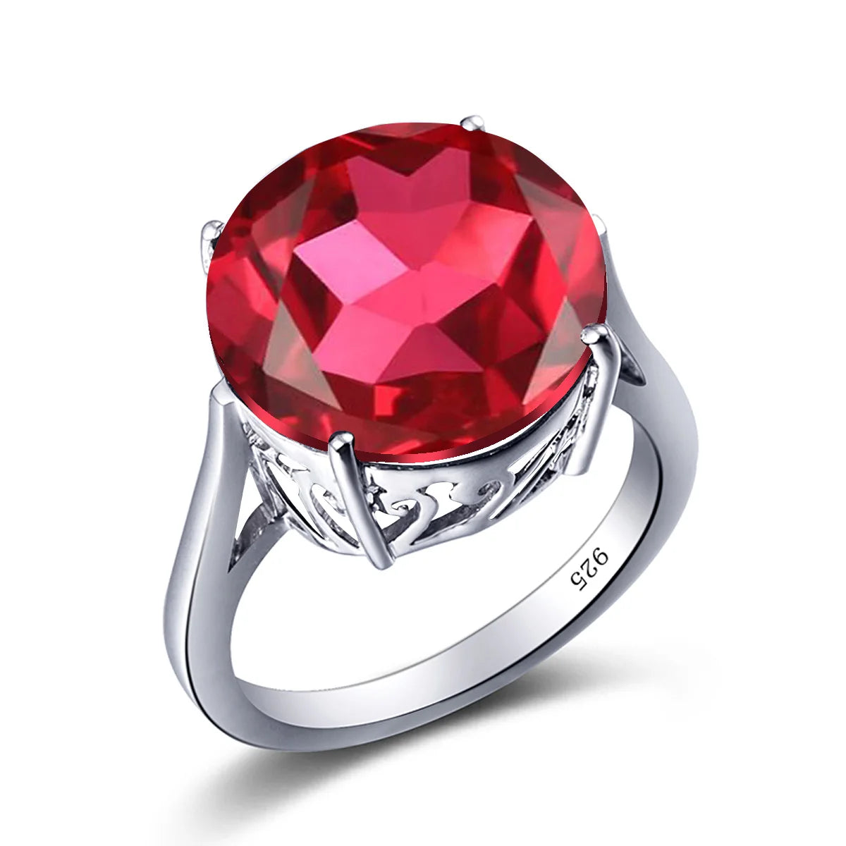 Garnet Wedding Ring Women Solid 925 Sterling Silver Rings Big Round Gemstone Ringly Carve Vintage Daily Fine Jewelry