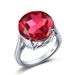 Garnet Wedding Ring Women Solid 925 Sterling Silver Rings Big Round Gemstone Ringly Carve Vintage Daily Fine Jewelry
