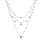 Rinntin Luxury 925 Sterling Silver Layered Choker Necklace for Women Brilliant Summer Necklace Party Jewelry Accessorry BQN43