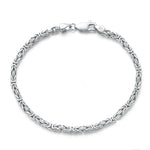 Rinntin Luxury 925 Sterling Silver Italian 2.5mm Flat Byzantine Link Chain Bracelet for Women Handmade Bracelet  Jewelry SB122