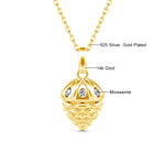 Recommend Lucky Acorn 14K Gold Pendant with Sterling Silver Chain Necklace for Women 3 Moissanite Stones Christmas Party Gifts
