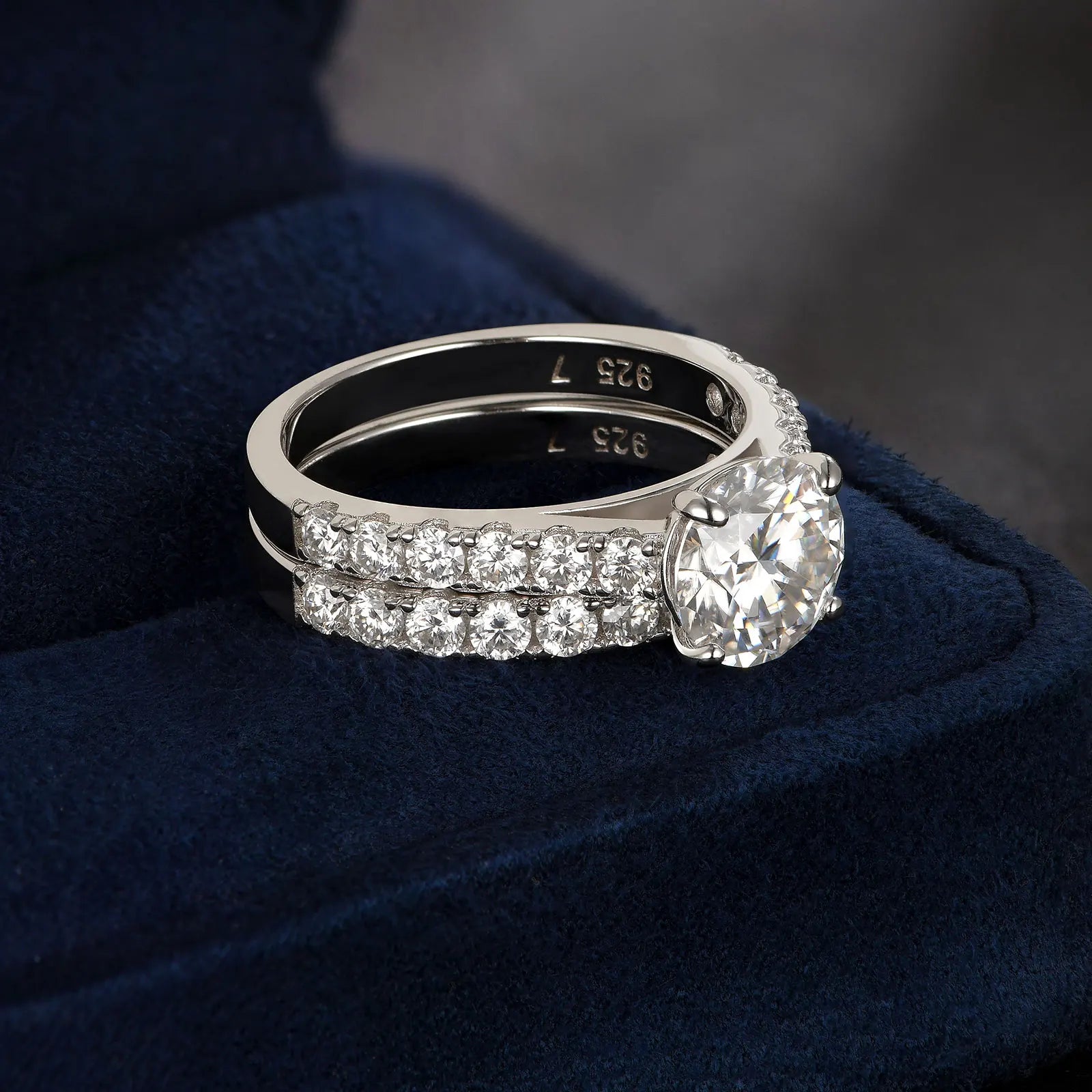 Newshe Certified Moissanite Wedding Ring Set for Women 925 Sterling Sliver 2Ct Brilliant Round Cut Luxury Engagement Rings