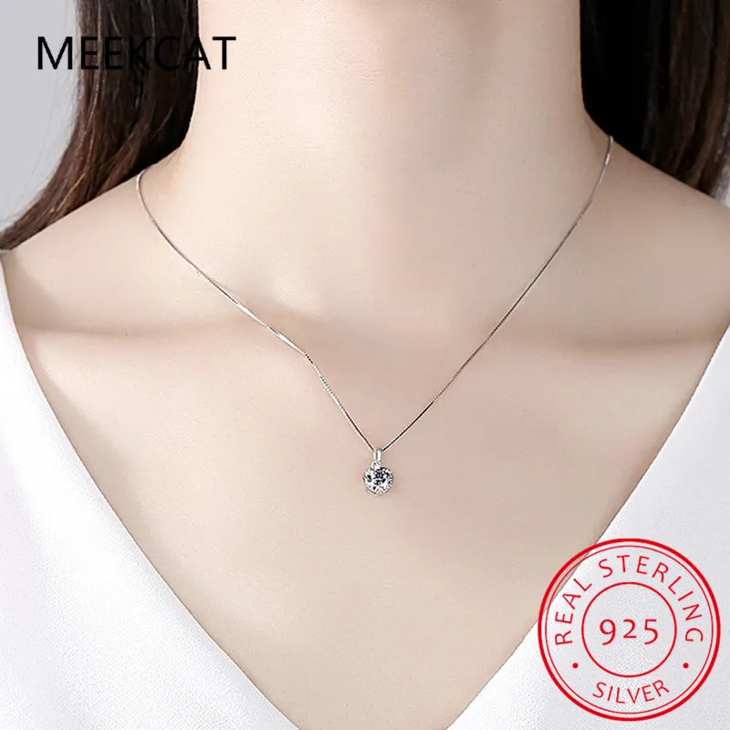 Real 1 Carat D Color Moissanite Bridal Pendant Necklace 100% 925 Sterling Silver Wedding Party Fine Jewelry Gift Wholesale