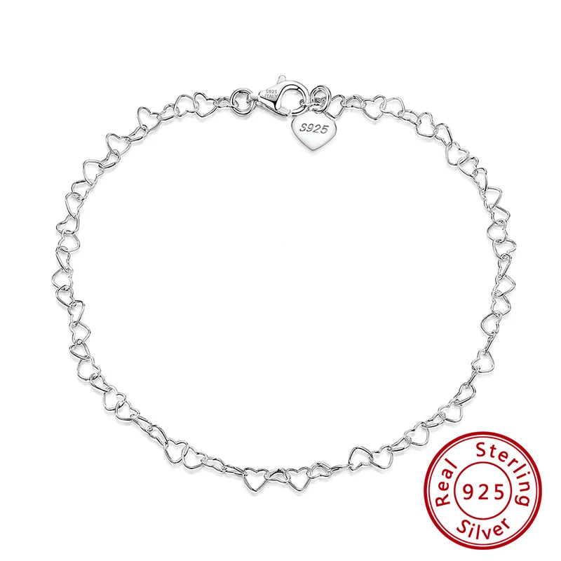 Rinntin 925 Sterling Silver Fish Lips Chain Anklet for Women Fashion Foot Bracelet Summer Sexy Silver Ankle Straps Jewelry SA33