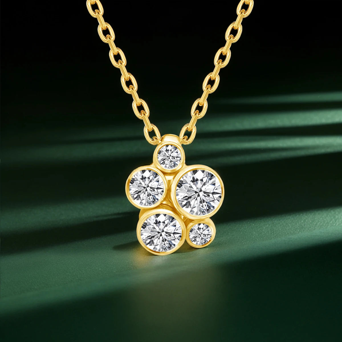 Real Gold 14k Pendants Original Jewelry 5pcs 2.8ct Round Moissanite Diamond Necklace For Women Casual Party Fine Jewelry