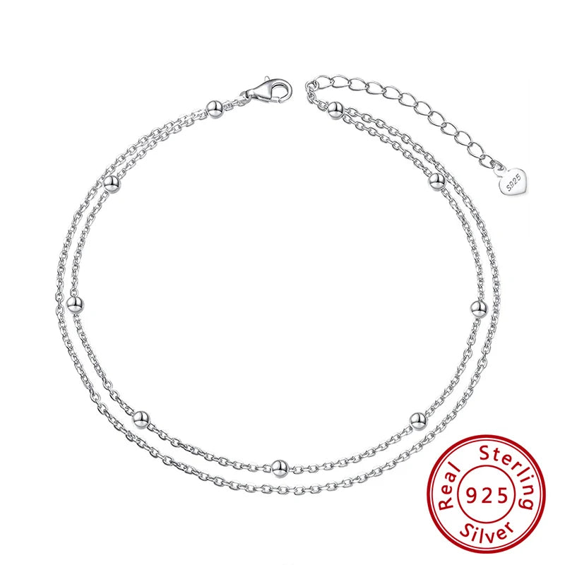 Rinntin 925 Sterling Silver Fish Lips Chain Anklet for Women Fashion Foot Bracelet Summer Sexy Silver Ankle Straps Jewelry SA33