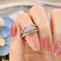 Newshe 2pcs / 3pcs Bridal Rings Set for Women Solid 925 Sterling Silver Engagement Ring Wedding Bands Halo Round Cut 5A Zircons