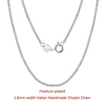 Rinntin 925 Sterling Silver Italian Handmade 1.2/1.6/2.0mm Chopin Chain Necklace for Women Fashion Basic Neck Chain Jewelry SC53