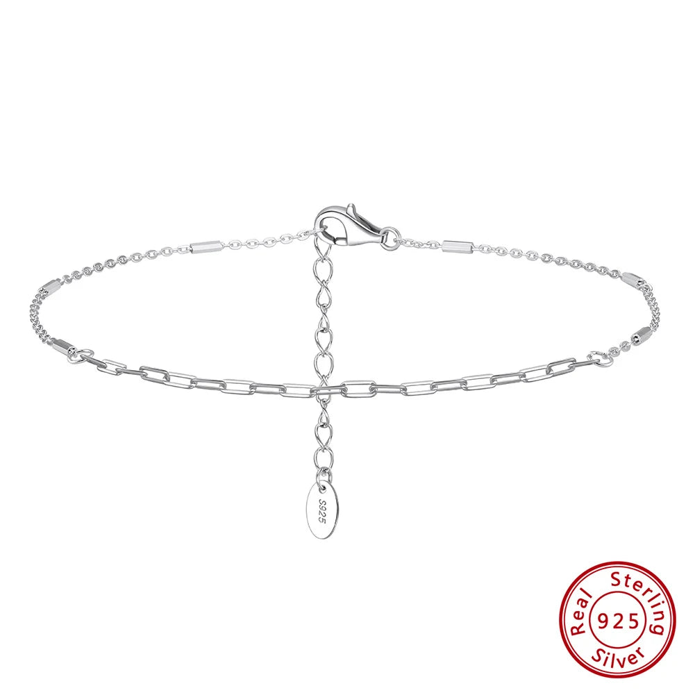 Rinntin 925 Sterling Silver Fish Lips Chain Anklet for Women Fashion Foot Bracelet Summer Sexy Silver Ankle Straps Jewelry SA33