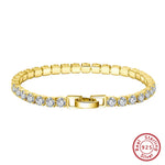 Rinntin Luxury Real 925 Sterling Silver Tennis Bracelet Women with AAAA Zircon Female Bangle Party Wedding Jewelry Gifts SB91