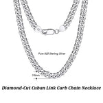 Rinntin Italian 925 Sterling Silver 3.6mm Diamond-Cut Cuban Link Chain Necklace for Women Men Silver Neck Chain Jewelry SC36