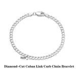 Rinntin 18K Gold Over 925 Sterling Silver 3mm/5mm Italian Diamond Cut Cuban Link Curb Chain Necklace for Women Men Jewelry SC60