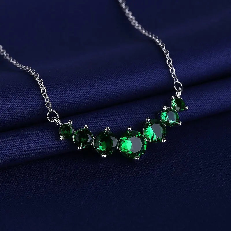 New Fashion 925 Sterling Silver Jewelry Round Zircon Pendants Necklaces Women Fine Semi Rhinestone Circle Clavicle Chain Choker