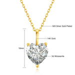 14K Gold Necklaces for Women Heart Cut VVS1 1ct 2ct 3ct Moissanite Diamond Au585 Pendant Engagement Luxury Designer Jewelry