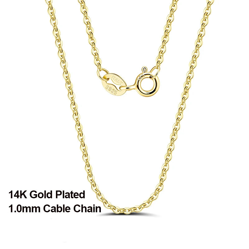 Rinntin 925 Sterling Silver Cable Link Chain Necklace for Women 45cm/50cm/55cm Simple Women's Neck Chain Silver Jewelry SC06