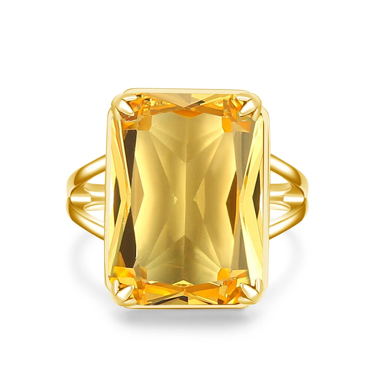 Original Rings for Women 925 Silver Citrine Crystal Engagement Finger Ring Gold Plated Antique Vintage Filigree Anniversary Gift