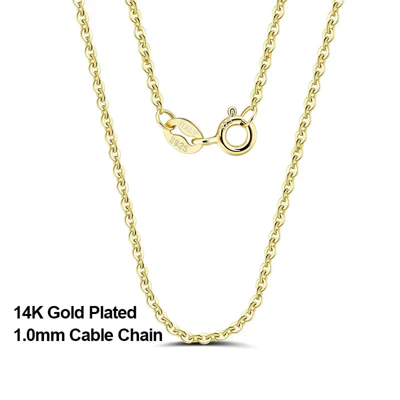 Rinntin Rose Gold 925 Sterling Silver Fashion Cable Link Chains Necklace for Women Thin Neck Chain Accessories Jewelry SC06
