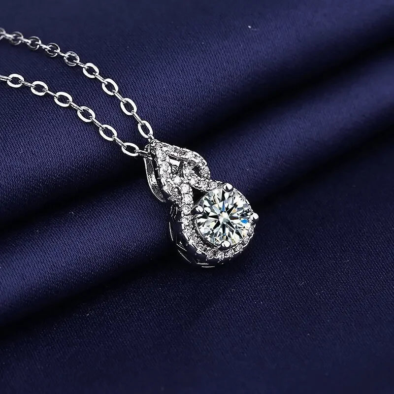 925 Sterling Silver Necklace For Women Round Pendent Sparkling Pave CZ Necklace Fashion Anniversary Birthday Jewelry Gifts N755