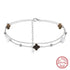 Rinntin Genuine 925 Sterling Silver Double Layer Clover Chain Anklet Lucky Clover Charm Anklets Bracelet Female Jewelry GMA02