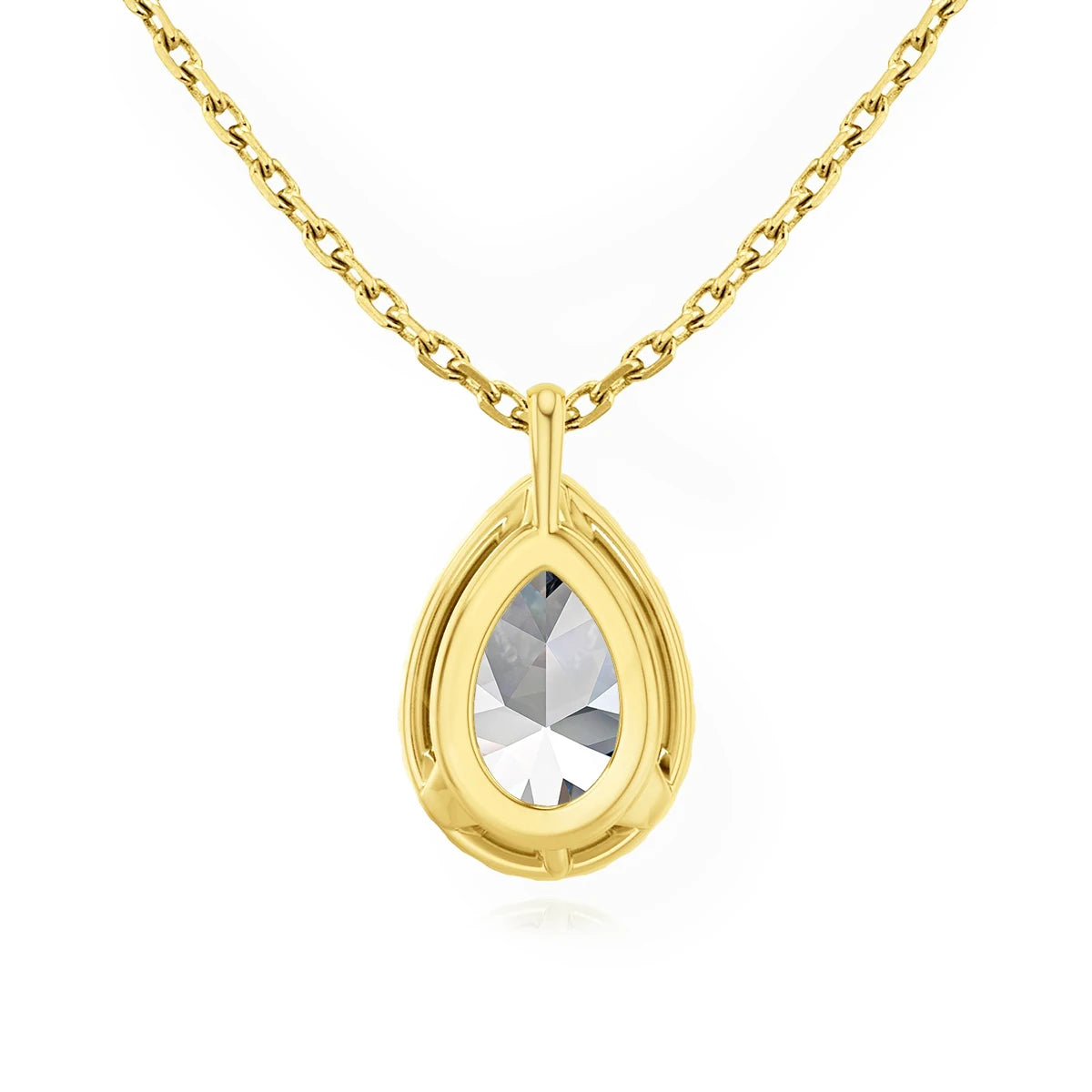 VIXONNA 14K Gold Halo Pear Cut Moissanite Necklace - 1ct AU585 Vintage Pendant