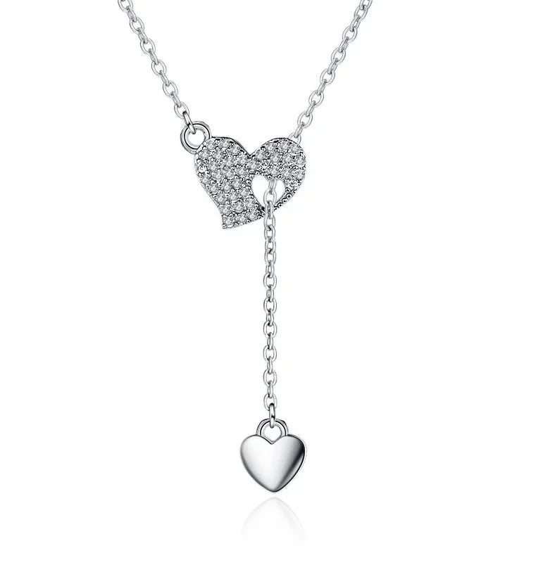 New Fashion 925 Sterling Silver Jewelry Round Zircon Pendants Necklaces Women Fine Semi Rhinestone Circle Clavicle Chain Choker