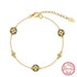 Rinntin 925 Sterling Silver Shell 14K Gold Four Leaf Clover Bracelet Waterproof Flower Bracelets Jewelry for Women Girls Gift