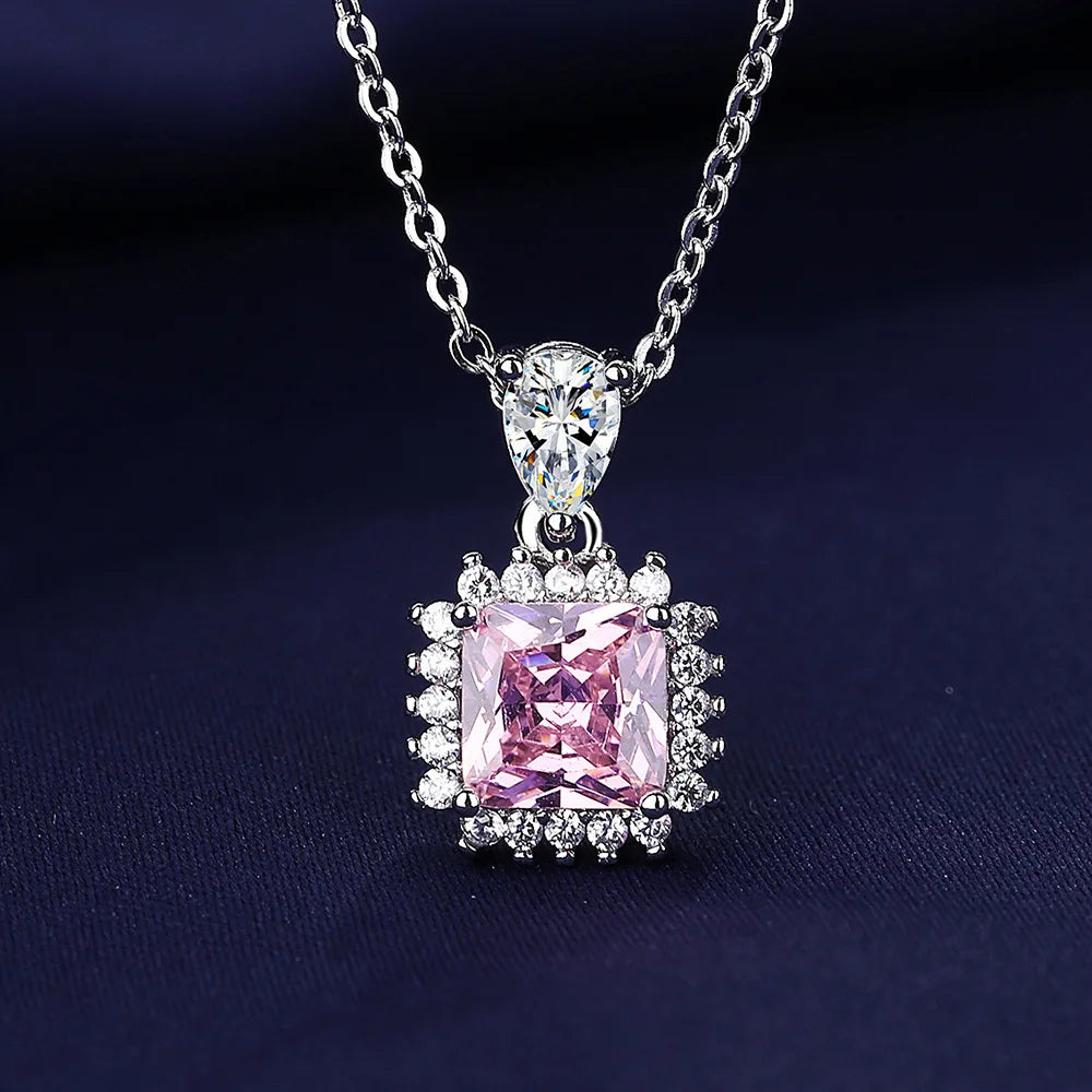 925 Sterling Silver Necklace For Women Round Pendent Sparkling Pave CZ Necklace Fashion Anniversary Birthday Jewelry Gifts