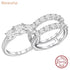 Newshe Solid 925 Sterling Silver Wedding Rings for Women AAAAA Grade Brilliant Round Cubic Zircon Guard Band Jewelry