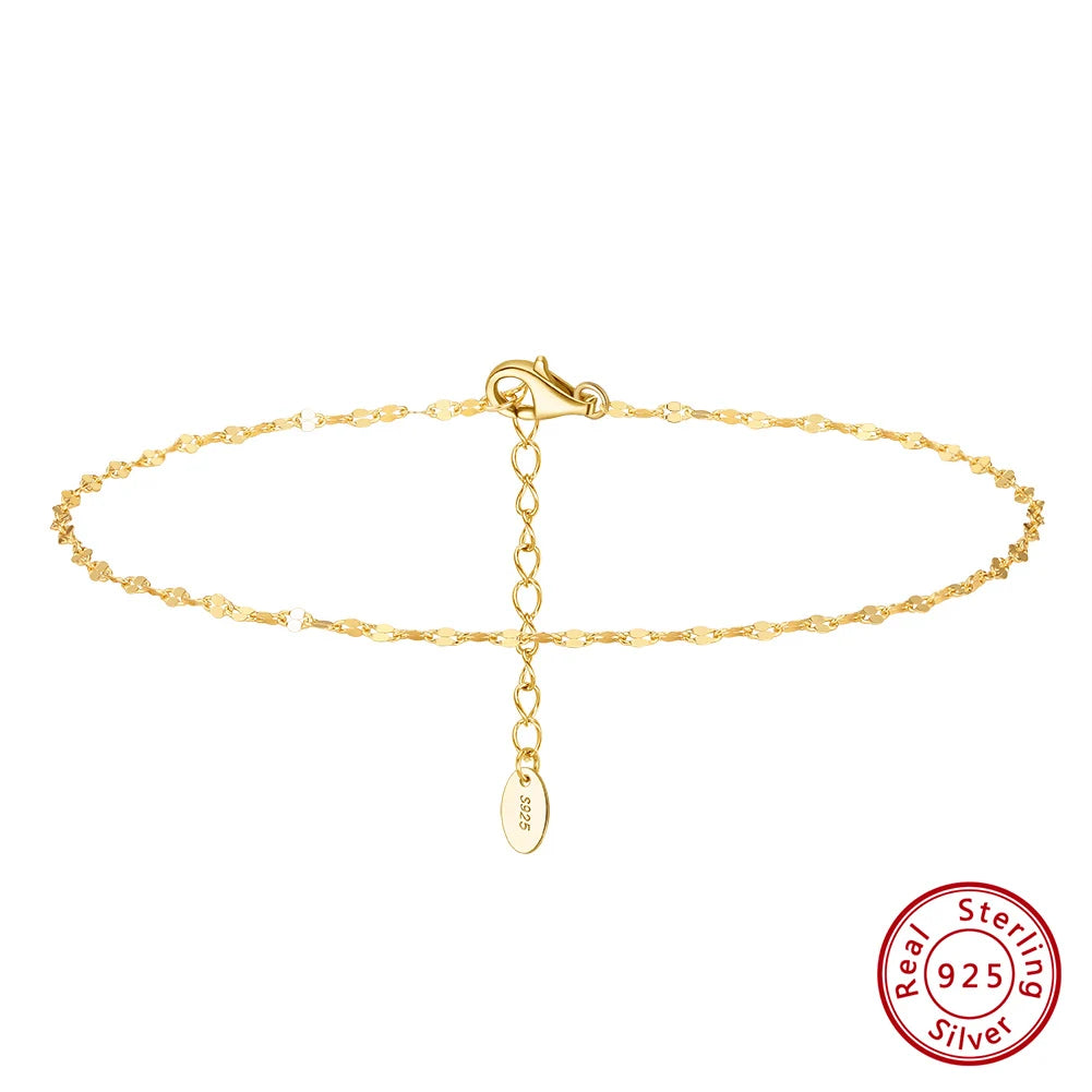 Rinntin 925 Sterling Silver Fish Lips Chain Anklet for Women Fashion Foot Bracelet Summer Sexy Silver Ankle Straps Jewelry SA33