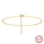 Rinntin 925 Sterling Silver Fish Lips Chain Anklet for Women Fashion Foot Bracelet Summer Sexy Silver Ankle Straps Jewelry SA33