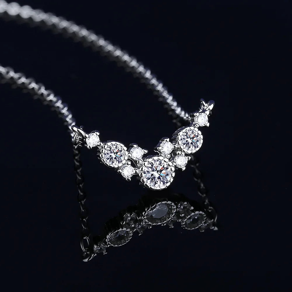 925 Sterling Silver Necklace For Women Round Pendent Sparkling Pave CZ Necklace Fashion Anniversary Birthday Jewelry Gifts