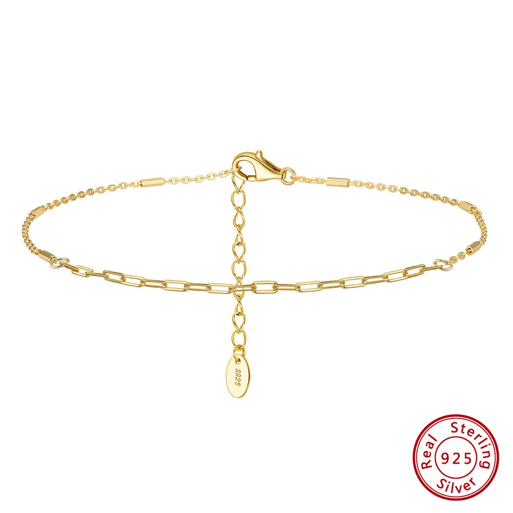 Rinntin 925 Sterling Silver Fish Lips Chain Anklet for Women Fashion Foot Bracelet Summer Sexy Silver Ankle Straps Jewelry SA33