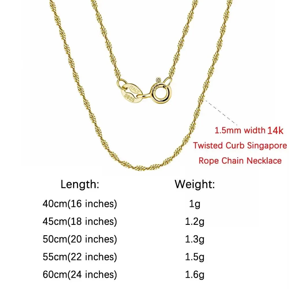 Rinntin 925 Sterling Silver Italian Handmade 1.2mm Chopin Chain Necklace for Women Fashion Simple Basic Neck Chain Jewelry SC53