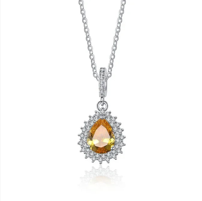 925 Sterling Silver Necklace For Women Round Pendent Sparkling Pave CZ Necklace Fashion Anniversary Birthday Jewelry Gifts