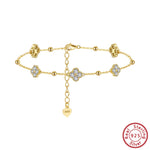 Rinntin 925 Sterling Silver Dainty Clover Bracelet Certified D Color Moissanite Bracelet Women Jewelry Flower Chain Gift SMOB04