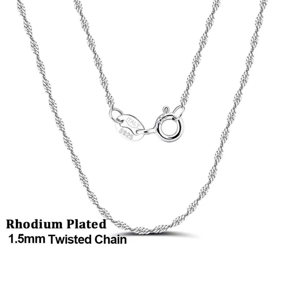 Rinntin Rose Gold 925 Sterling Silver 1.5mm Twisted Singapore Rope Chain Diamond-cut Thin Basic Necklace for Women Jewelry SC02