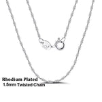 Rinntin Rose Gold 925 Sterling Silver 1.5mm Twisted Singapore Rope Chain Diamond-cut Thin Basic Necklace for Women Jewelry SC02