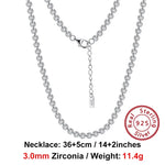 Rinntin Italian 2.5mm/3.0mm Cubic Zirconia Bezel-Set Tennis Necklace for Women 925 Sterling Silver Tennis Chain Jewelry SC52
