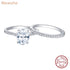 Newshe 2 Pieces 925 Sterling Silver Engagement Rings Set 1.9Ct Oval Shape AAAAA Zircon Jewelry Eternity Wedding Band BR0943