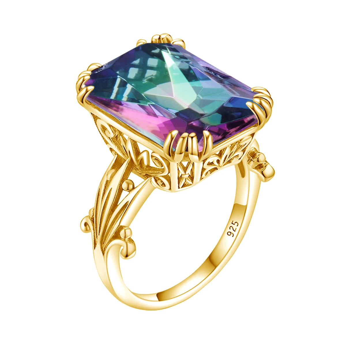 Unique 100% 925 Sterling Silver Aquamarine Ring For Women Vintage Filigree Persian Design Ring Anniversary Fine Jewelry Gifts