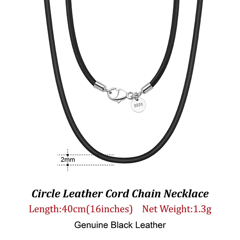 Rinntin Genuine Italian 2mm Brown Leather Cord Chain Necklace for Women Men with 925 Sterling Silver Clasp Trendy Jewelry SC62